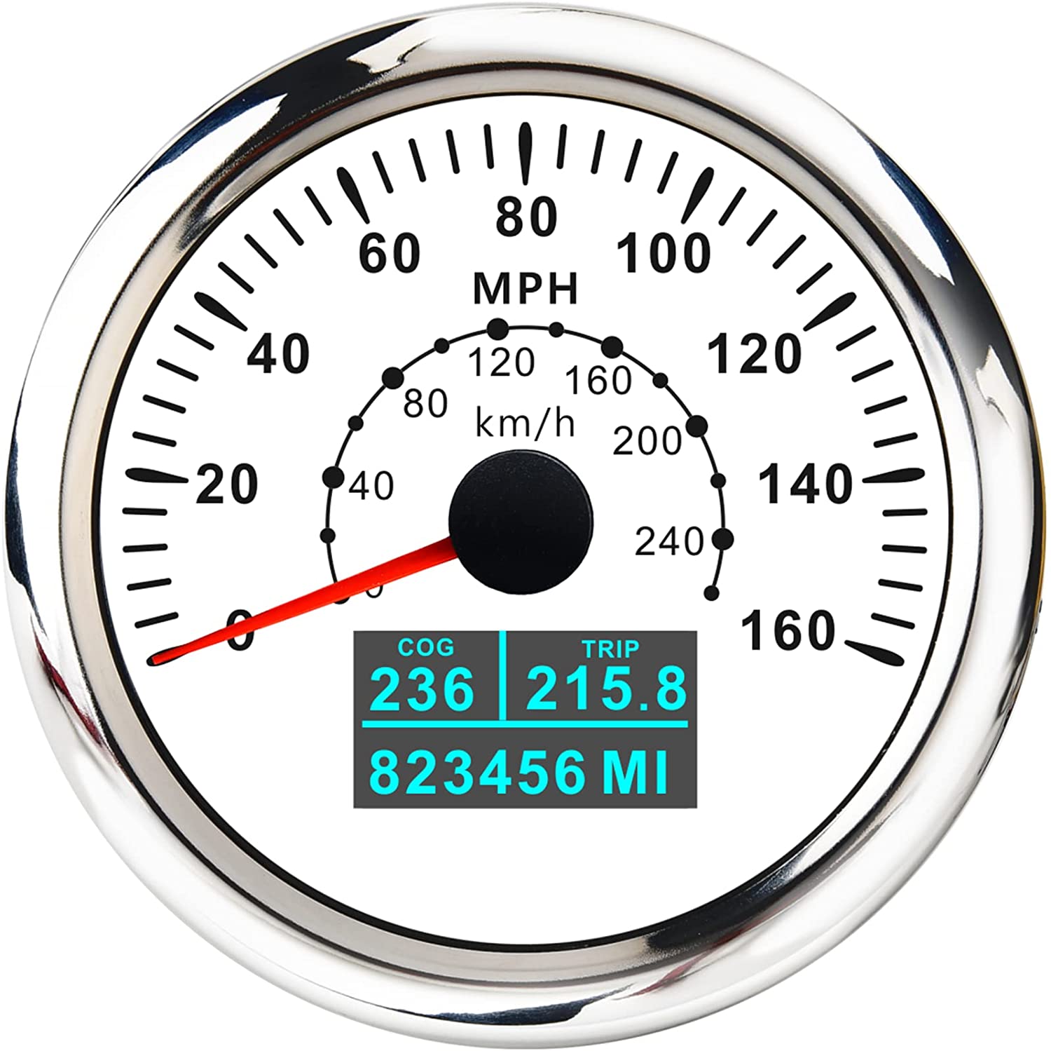 Neue 85mm GPS Tachometer Mit Rot, Grün, Blau, Weiß, Gelb, Cyan, lila Farben Hintergrundbeleuchtung Für Auto Boot Motorrad: 160MWS