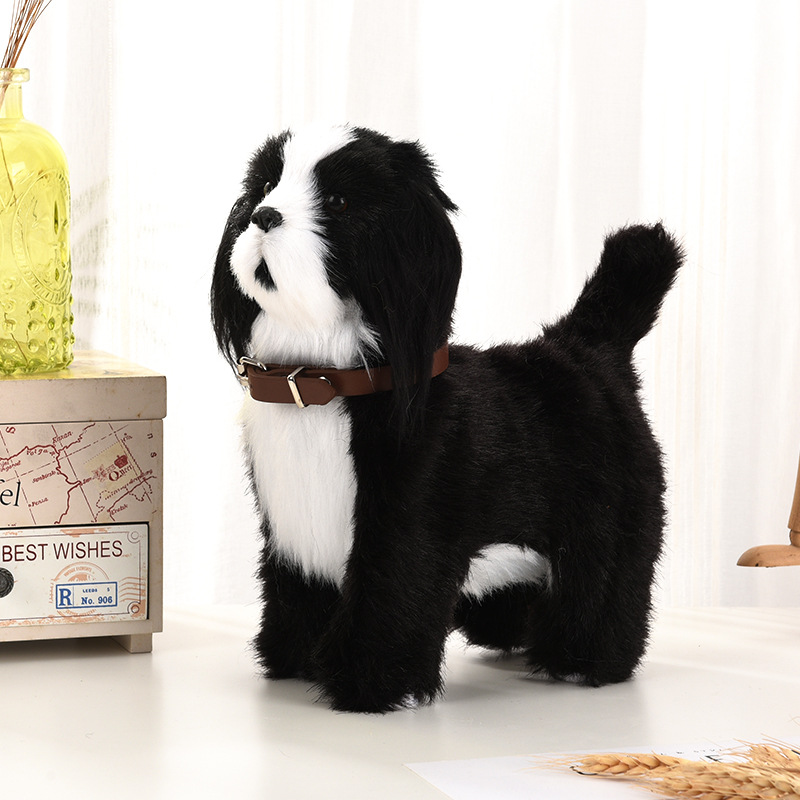 Juguetes electrónicos de peluche para perros, Robot interactivo, Control de sonido para cachorros, Teddy Walk, Bark, música, perro pastor, Control táctil, Animal robótico para mascotas: Gris claro