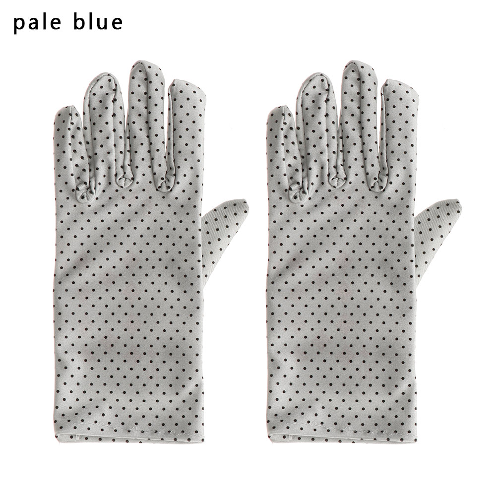 1 par solbeskyttelse håndledshandsker dot elastiske vanter damehandsker strikket stof vintage vanter til indkøb: Svag blå