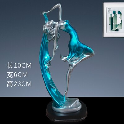 GAOBEI Beautiful Dancing Girl Home Decoration Accessories Statue Sculpture Resin Desktop Crafts Statues For Decoration: Blue two(10x6x23cm)