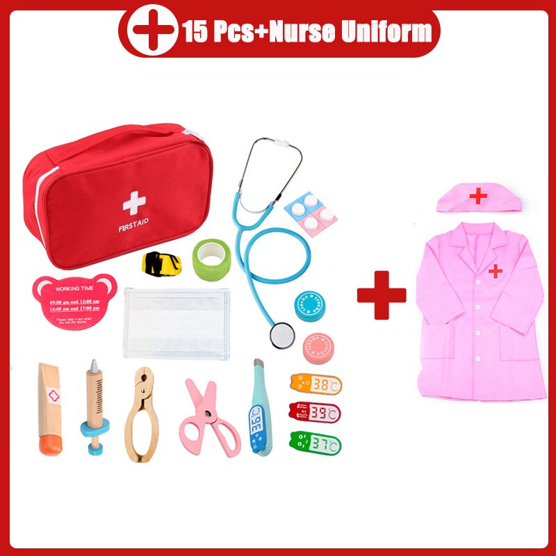Kinderen Houten Doctor Case Rollenspel Pretend Speelgoed Set Stethoscoop Otoscoop En Tandheelkundige Spiegel Doctor Rollenspel: 5