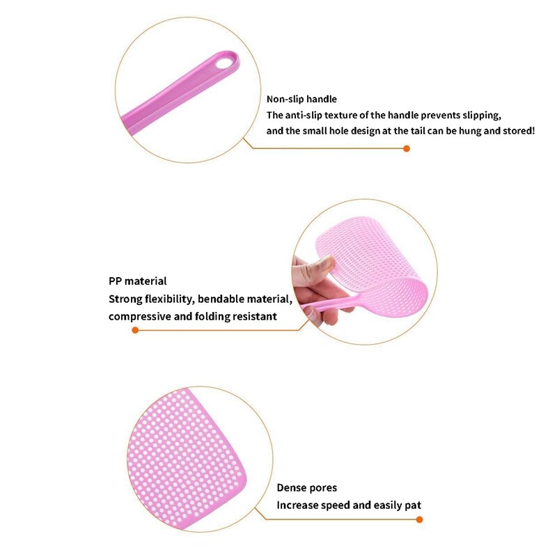Vliegenmepper, sterke flexibele handmatige mepset ongediertebestrijding, diverse kleuren ( (5- pack) ( (5 kleuren)