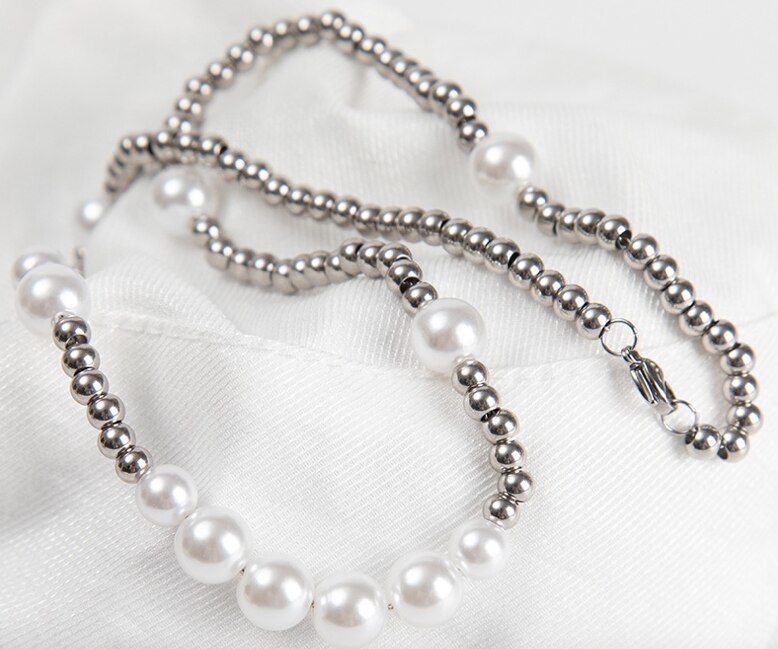 HANGZHI Neue Kühle Hüfte hüpfen Punk Persönlichkeit retro Perle Große Und Kleine Schlüsselbein Kette Halskette Für Männer Frauen Mädchen schmuck: C