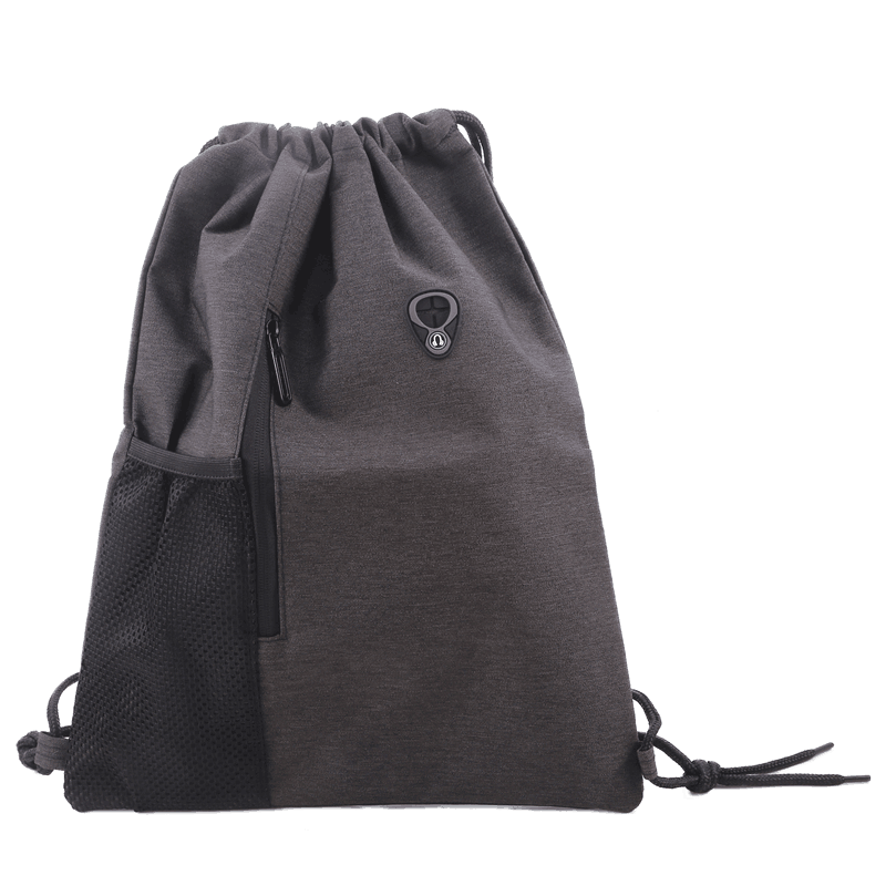 Mochila ligera con cordón, informal Unisex, mochila deportiva con cuerda, mochilas escolares, bolsas de playa de viaje para hombres y mujeres: Negro