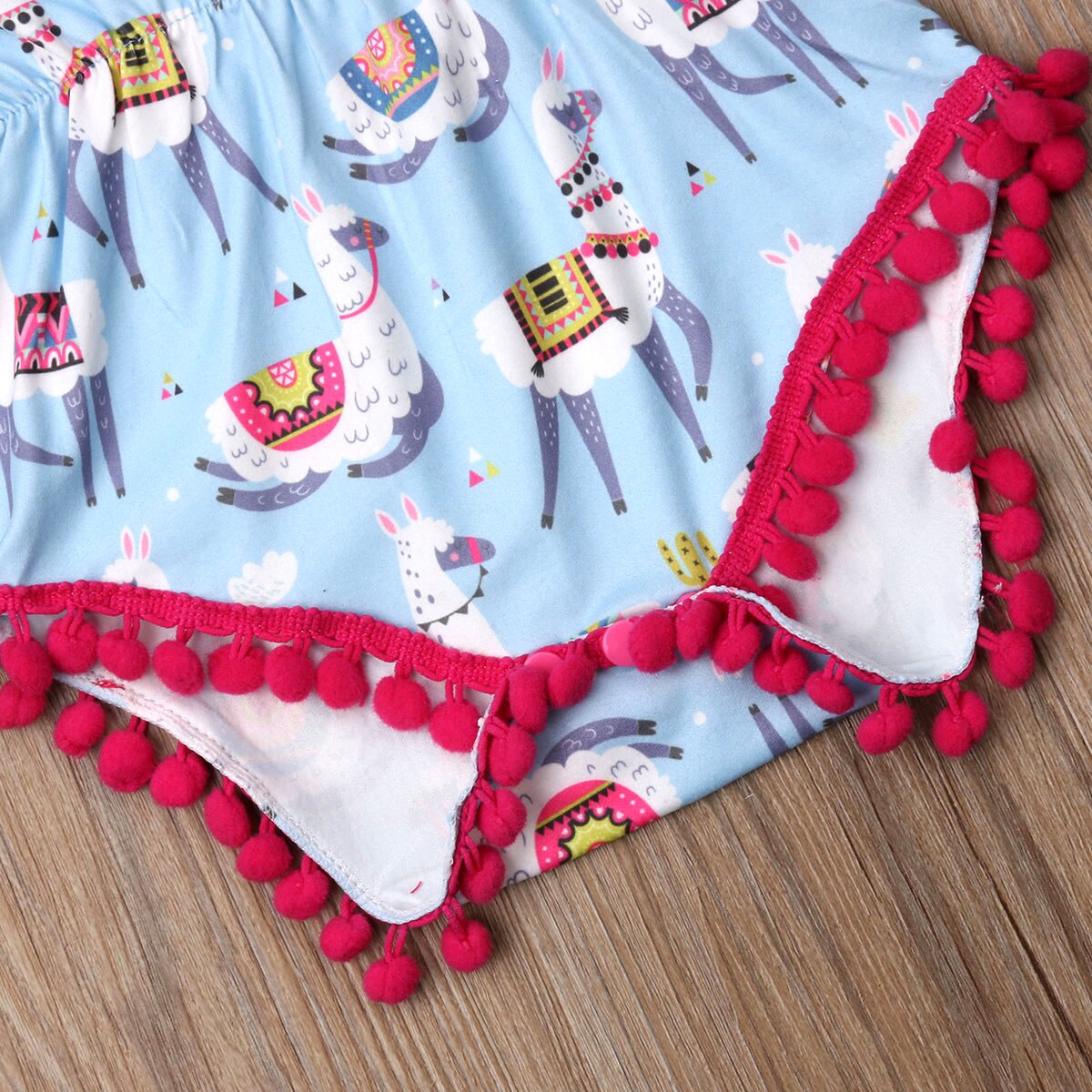 Neue Neugeborenen Kleinkind freundlicher Baby Mädchen Junge Alpaka Bodys Quaste Ball Ärmelloses Drucken Elastische Taille Sommer Overall