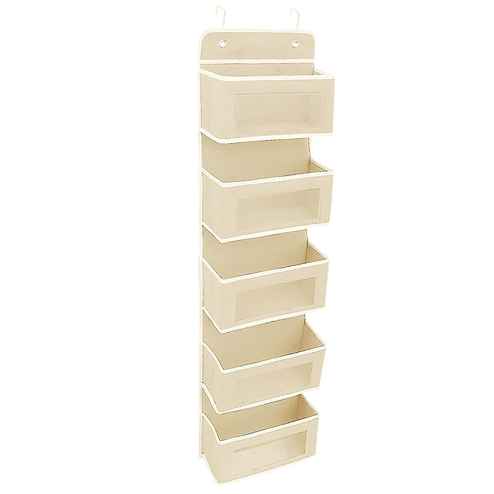 Organizador de bolso colgante para armario, puerta de almacenamiento transparente para pared, habitación, dormitorio, baño, bolsa de colgar: Beige silk screen