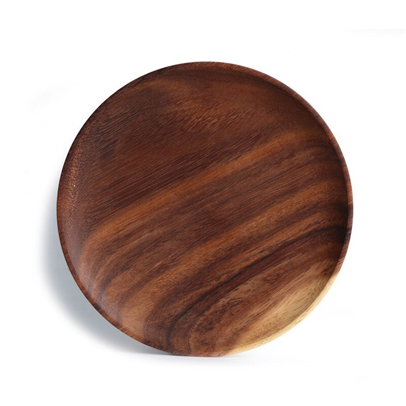 Ronde Massief Houten Plaat Hele Acacia Hout Fruit Gerechten Houten Schotel Thee Dienblad Dessert Diner Ontbijt Plaat Keuken Servies: diameter 4.09inch
