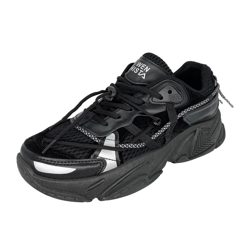 Heren casual schoenen wandelschoenen outdoor sneakers plateauschoenen heren comfort chunky sneakers herenschoenen sneakers: Zwart / 10