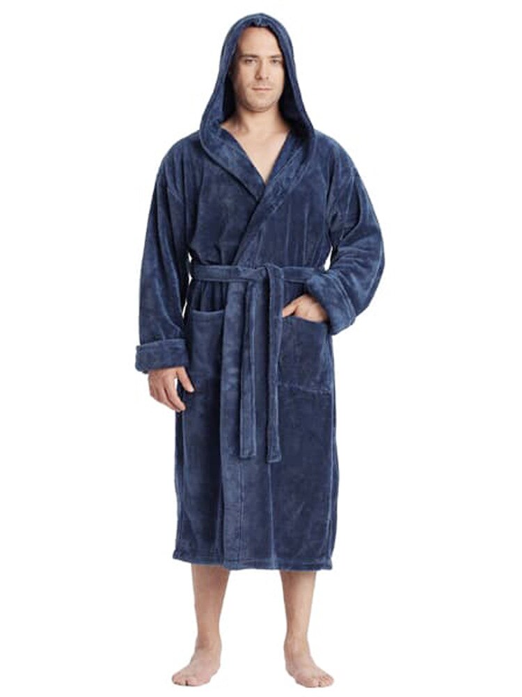 Flanelle épaisse pour hommes, robe tunique longue