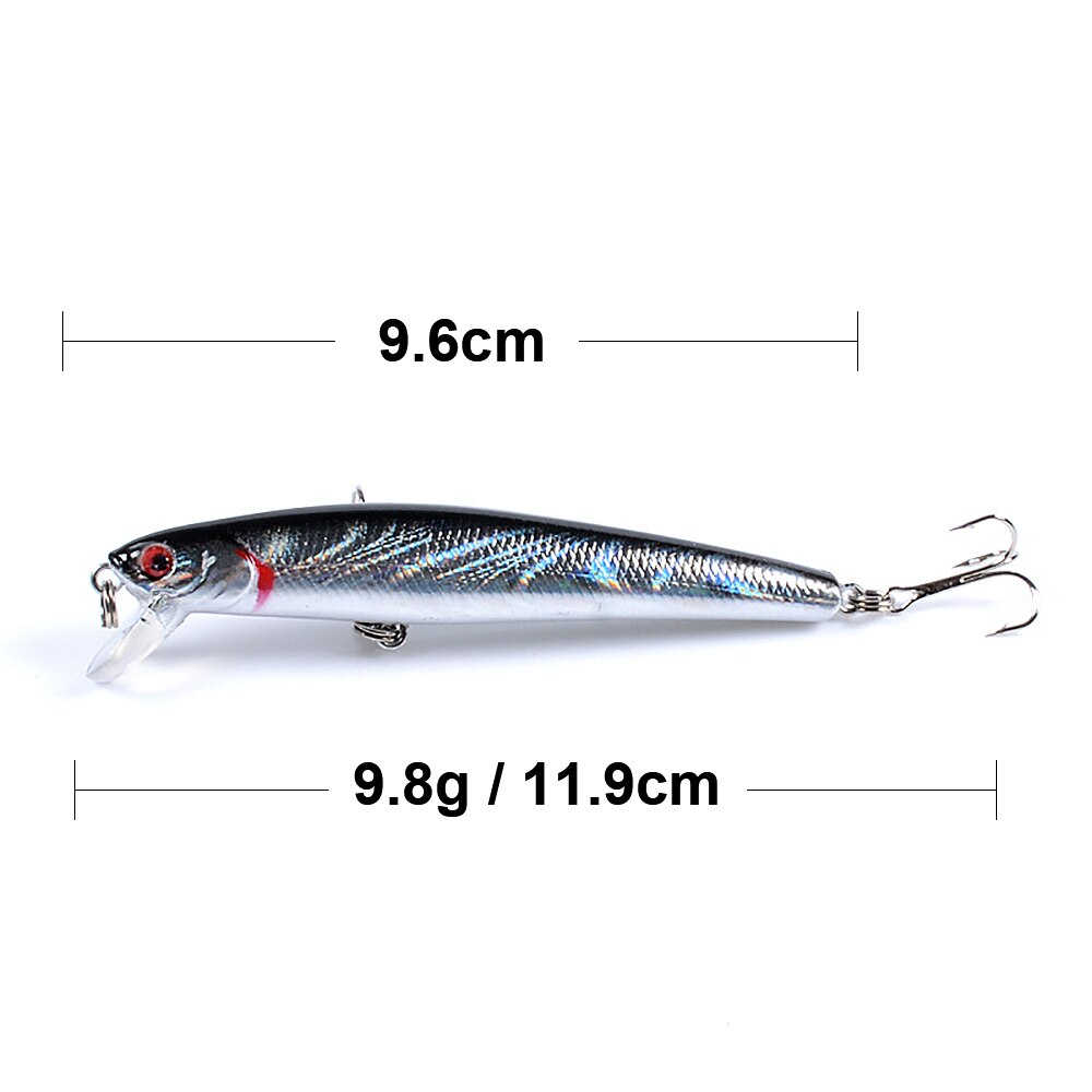 Biwvo Metalen Minnow Crankbaits 9.6cm Karper Vissen Lokt Goederen Voor Vissen Harde Lokken Aas Metal Jig Wobbler Voor Trollen shad: D