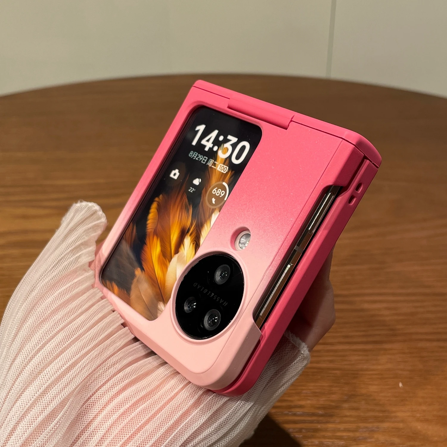 Opvouwbare hoes met kleurverloop en scharnierbescherming Telefoonhoesje voor OPPO Find N2 N3 Flip Cover Schokbestendig omhulsel