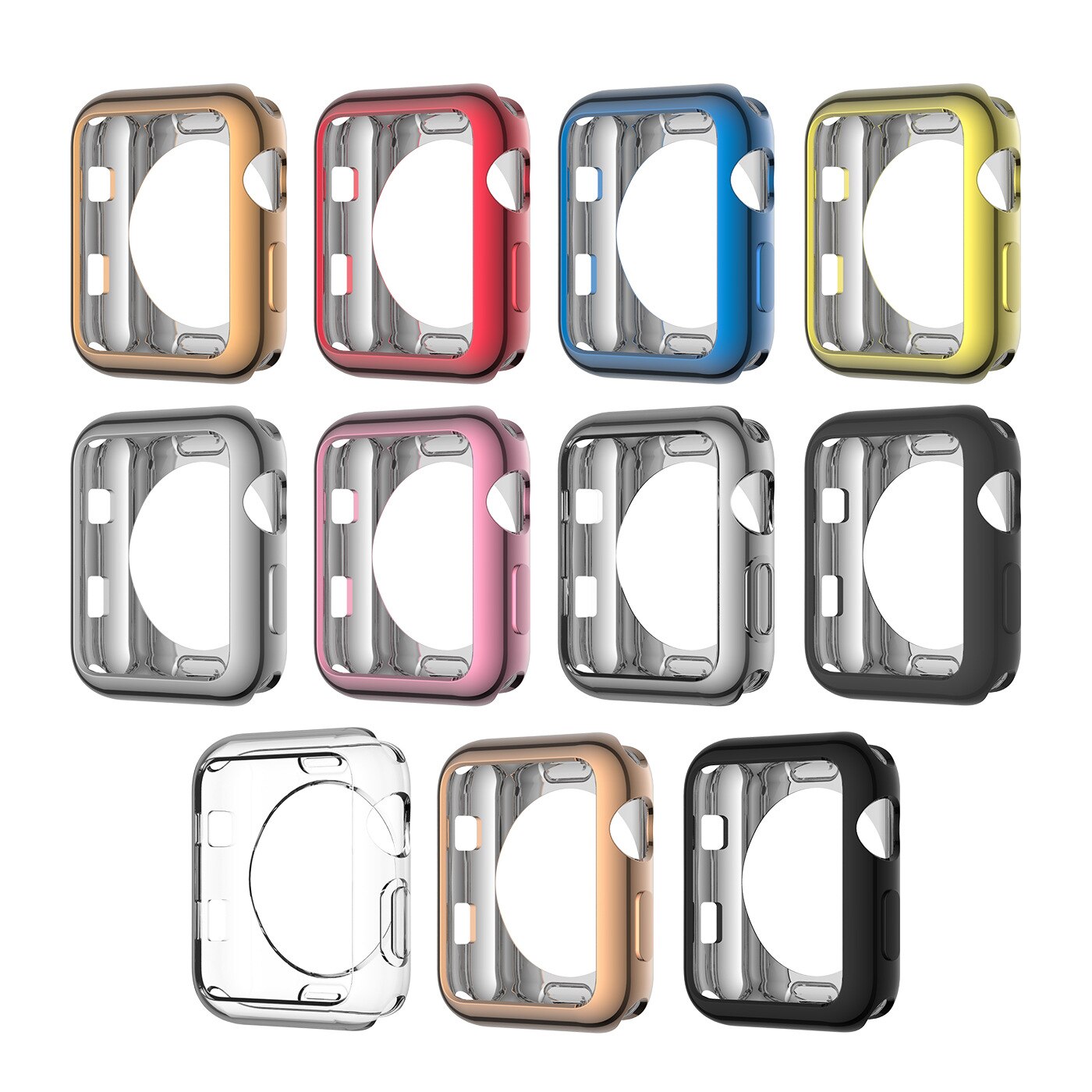 Apple watch-hoesje is van toepassing op een iwatch-gegalvaniseerd tpu-hoesje met een hol rond gat.