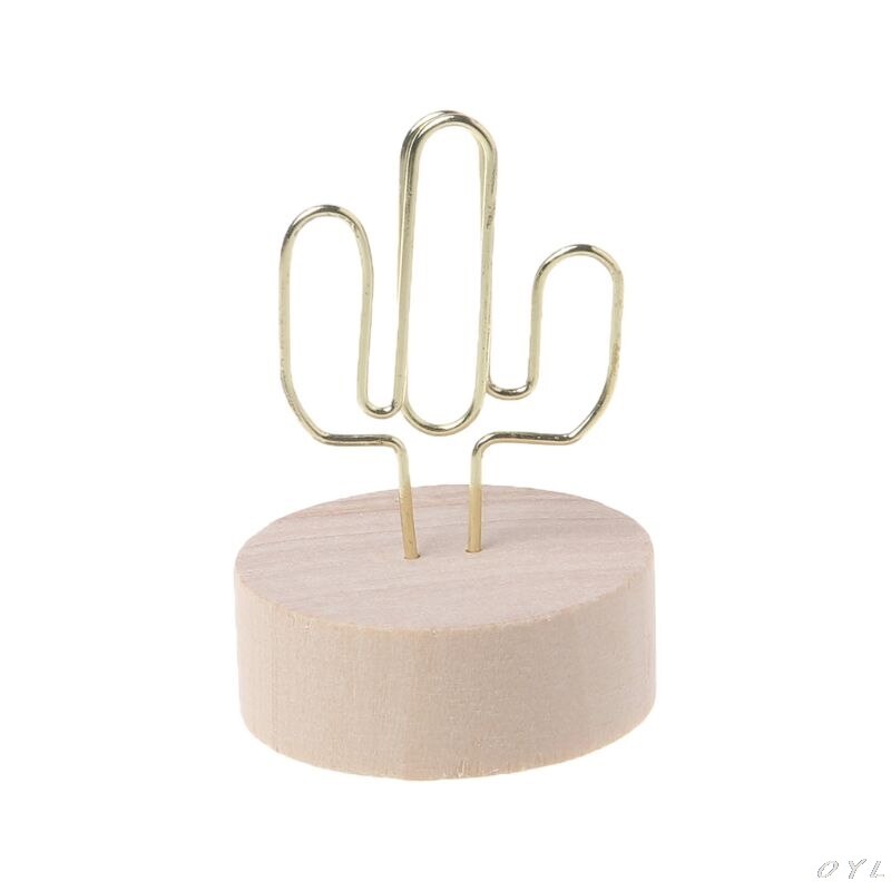 Memo Card Photo Message Picture Clip Note Clamp Table Numbers Round Wooden Base Holder For Wedding Party: 01