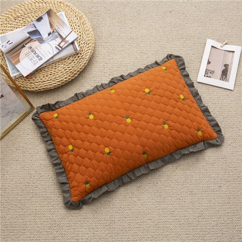 Broderet ananas søvn nakkepude 30*50cm bomuld fyldt af boghvede puder til voksne børn hjemme tekstil gul: Orange / 30 by 50 1.5 kg