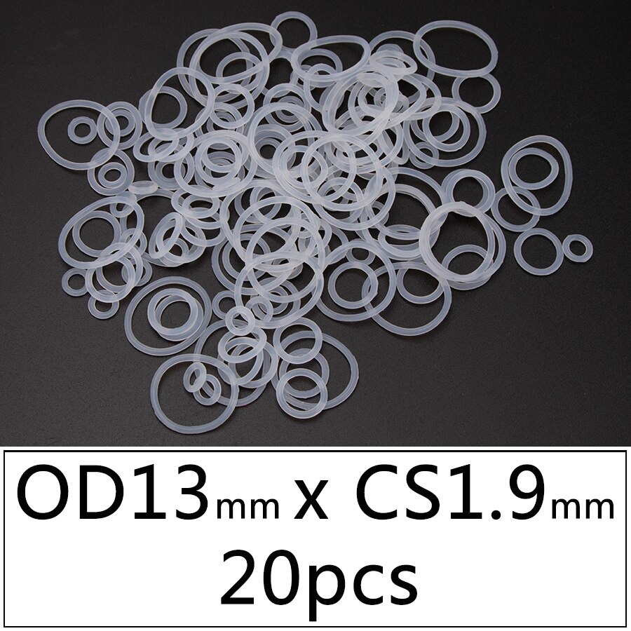 20Pcs Vmq Siliconen Rubber Afdichting O-Ring Vervanging Wit Afdichting O Ringen Pakking Washer Od 6Mm-30Mm Cs 1.9Mm Diy Accessoires S119: OD13mmxCS1.9mm 20pcs