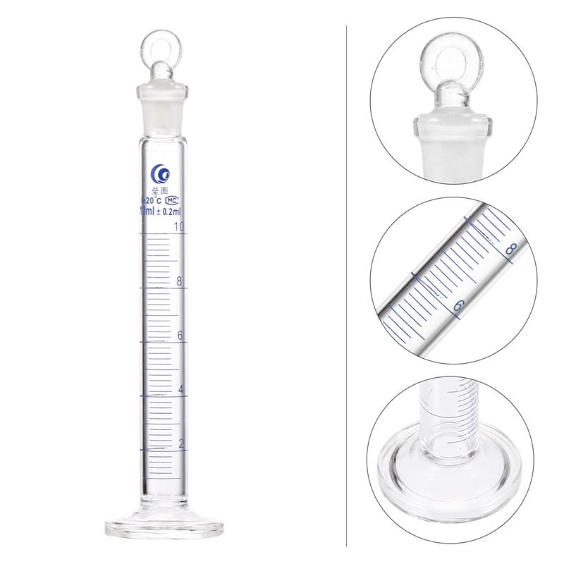10ml Glass Measuring Cylinder Thick Graduated Cylinder Laboratory Supply With Stopper Beaker Flask Measuring Cup For Laboratory