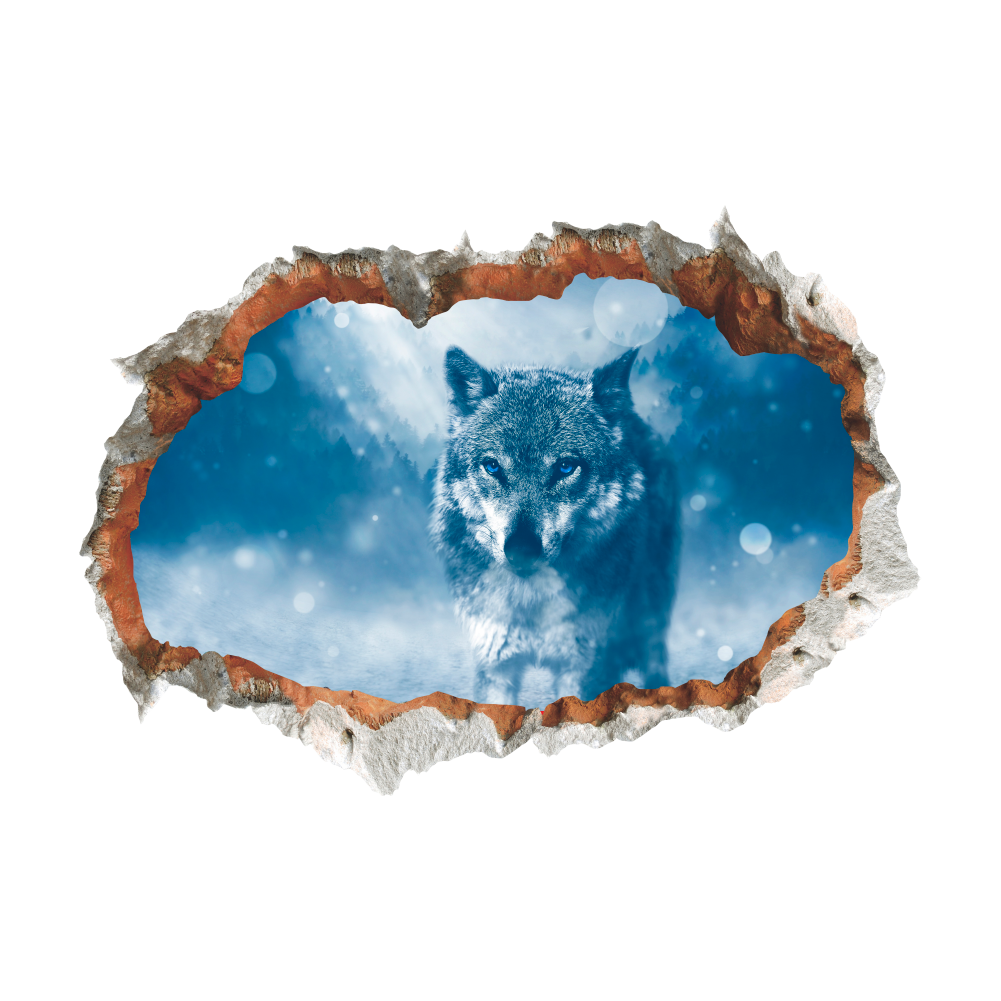 Arctic Snow Wolf Wall Stickers 3D Vivid Wall Decals Poster Mural Living Room Bedroom Home Decor