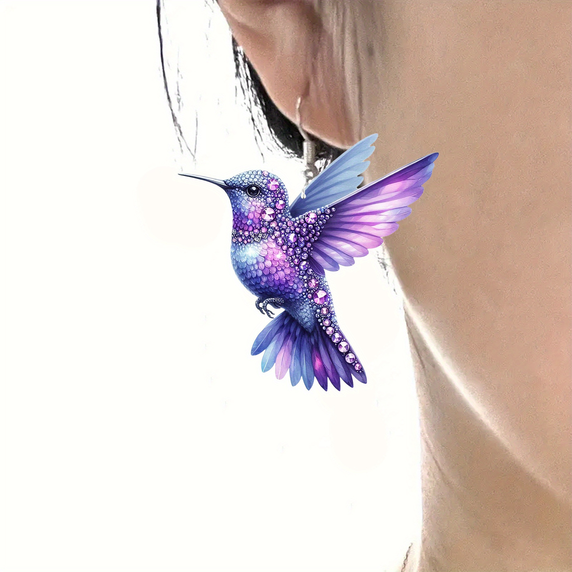 2D Acrylic Hummingbird Earrings Cute Bird Shape Earrings For Women Girls Ear Charms Dangle Jewelry Accessory