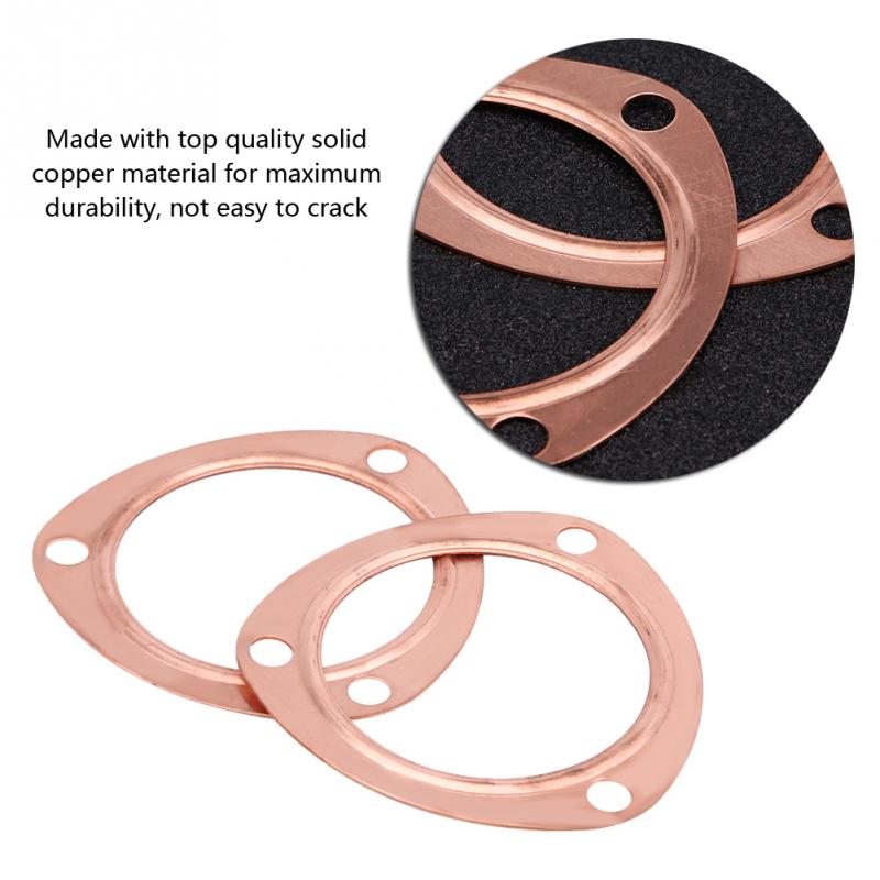 2pcs 3inch Copper Header Exhaust Collector Gaskets Reusable for SBC BBC 302 350 454 383 Exhaust Gaskets