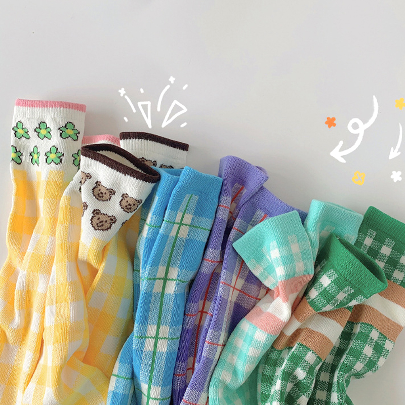 [C129] formato libero 1 paia 1-12T moda bambino Trendy colore brillante cotone calza a tubo lungo assorbente del sudore