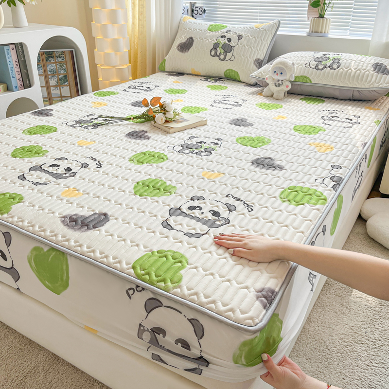 Zomermatrashoes Koel Aanvoelende Sprei Dikker Hoeslaken Met Elastische Band Huisbedhoes Cubre Colchón (Geen Kussensloop): Twin / green