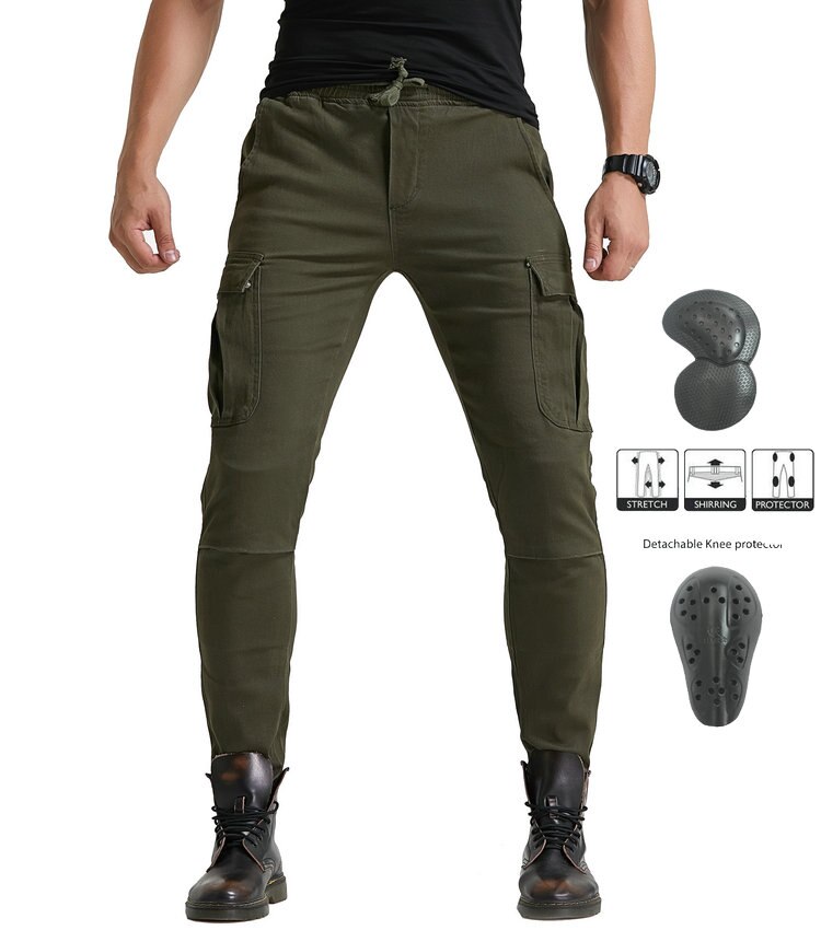 VOLERO Men Motorcycle Pants KTM Downhill Motocross Pants For Motocross Moto Jeans With Knee Pad Riding Trousers Moletom: Army Green / S 28
