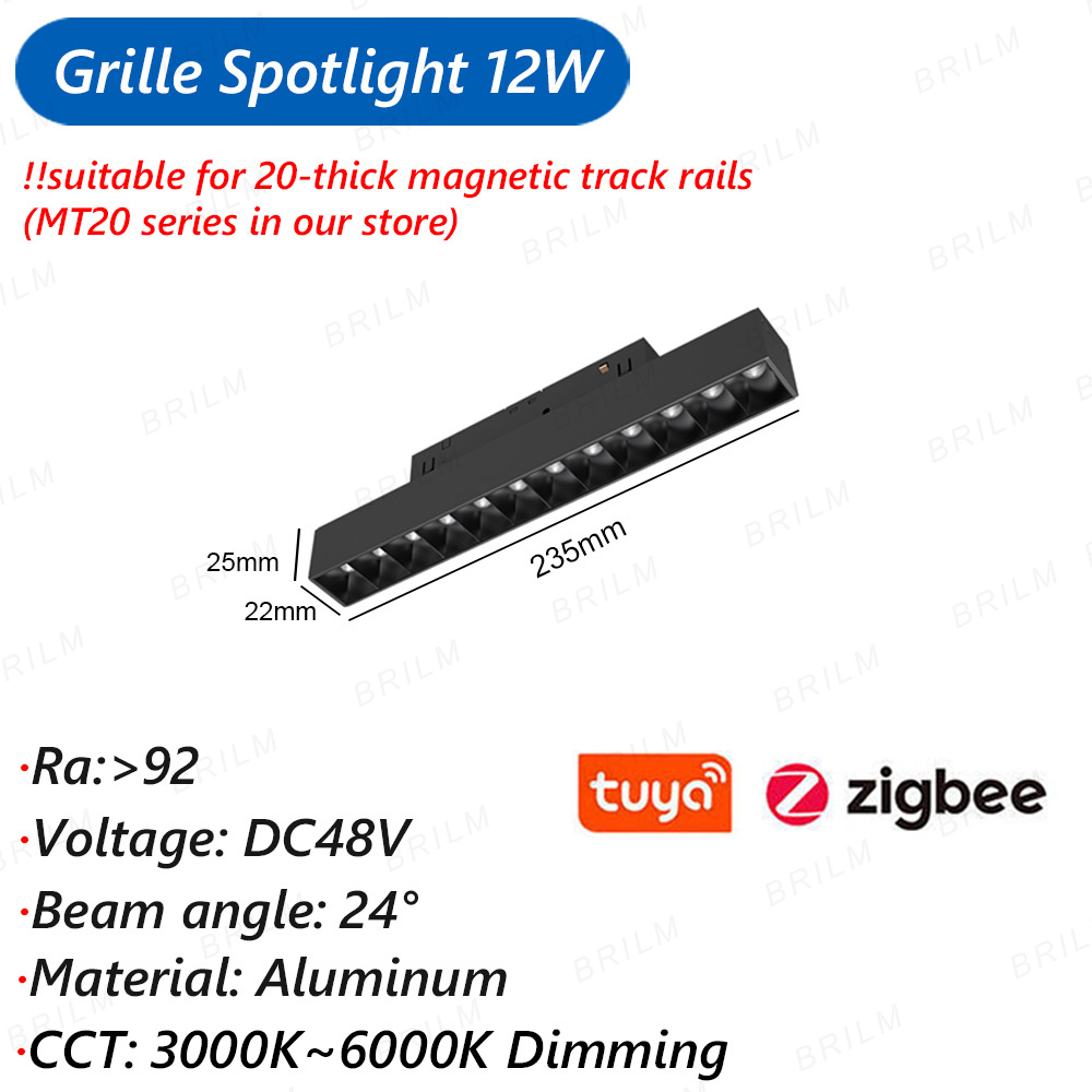 Zigbee3.0 luz de pista magnética inteligente tuya alexa dc48v led ponto grade de inundação lâmpadas pingente moderna casa sala estar preto: orange