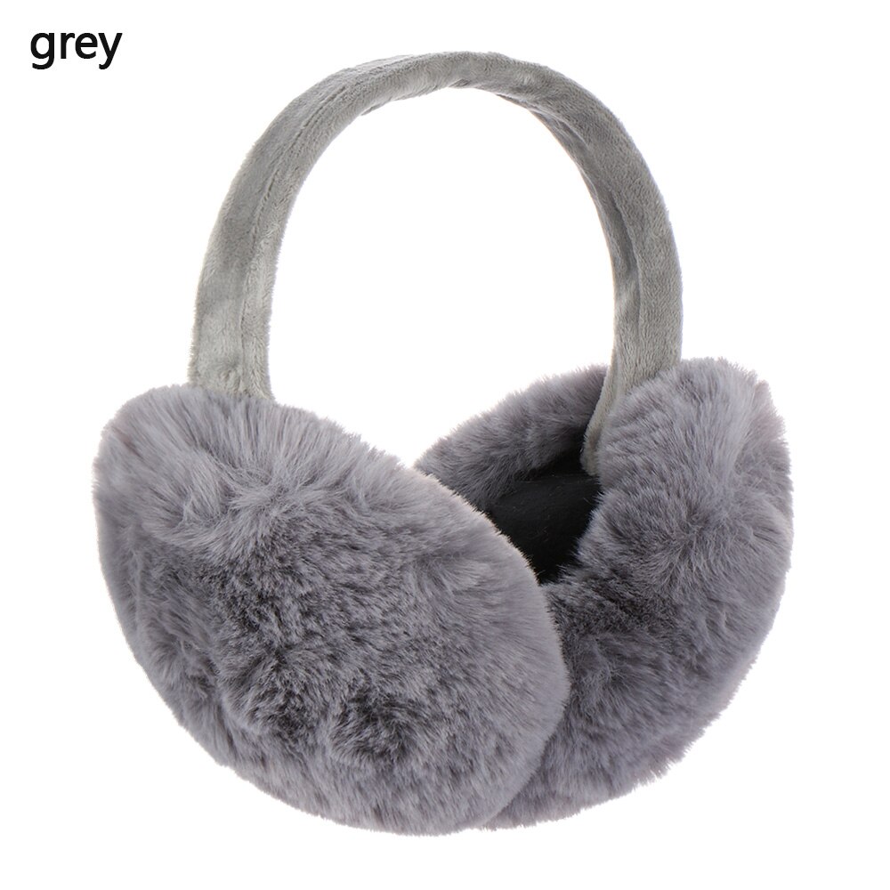 Winter Earmuffs Warm Plush Soft Comfortable Headphone Style Ear-cap Foldable Earflap Ladies Outdoor Anti-Wind Ear Warmer: grey