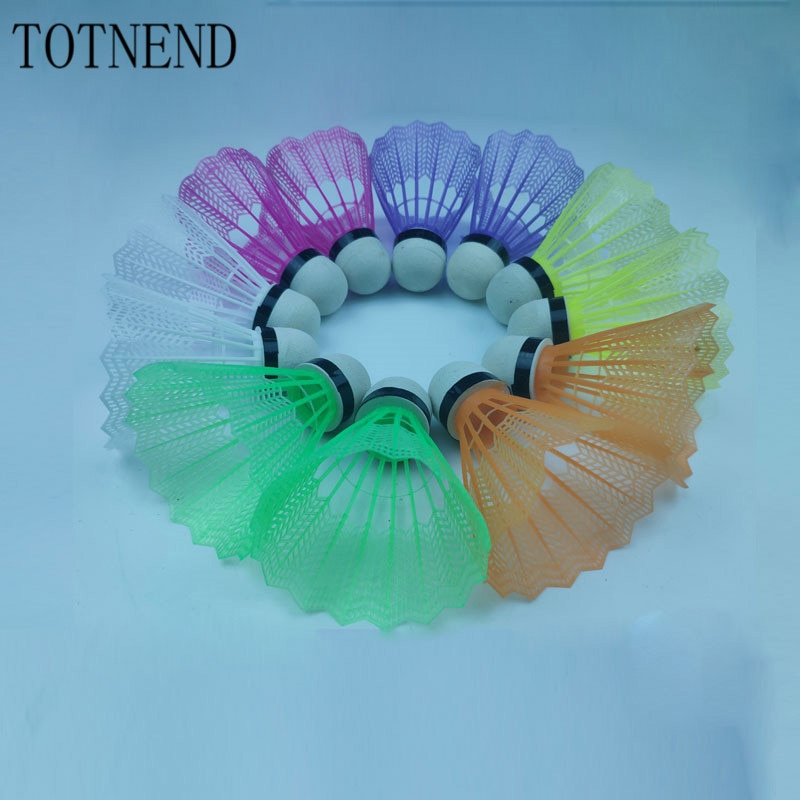 12 pçs/lote profissional espuma bola cabeça de plástico badminton peteca colorido speedļbadminton acessórios esporte formação