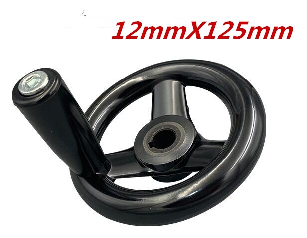 Torno de máquina fresadora negra CNC para impresora 3D, rueda de mano ondulada, baquelita redonda, tres ruedas de 100/125/160/200/250mm, 1 Uds.: 12mmX125mm