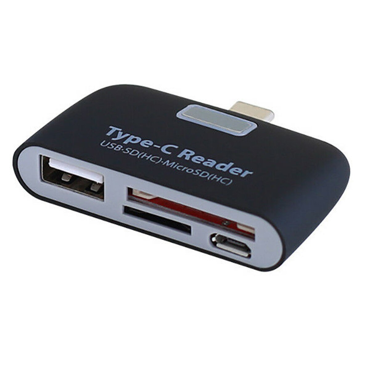 Lector de tarjetas tipo C USB C 3,1 tipo C a USB 3,0 OTG HUB adaptador, lectores de tarjetas de memoria Plug And Play: Negro