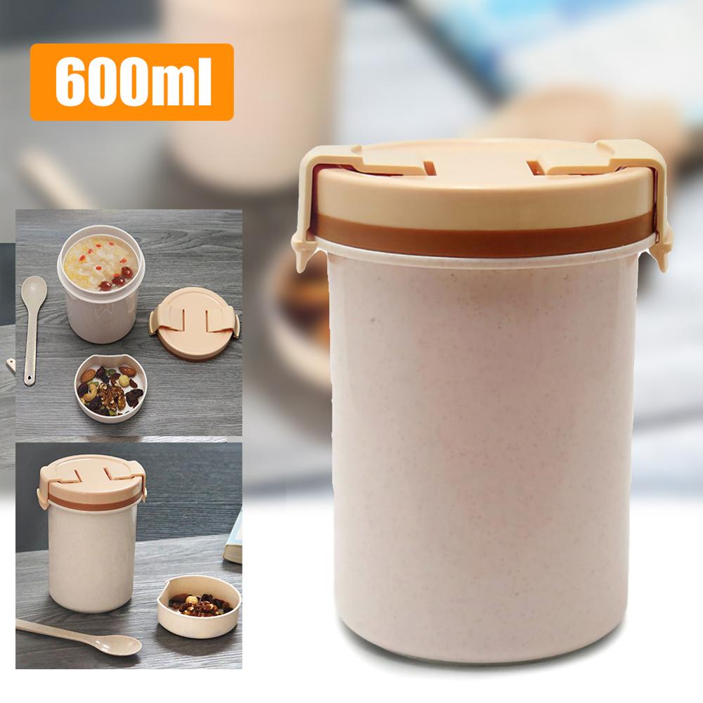 600Ml Draagbare Voedsel Thermos Bento Box Magnetron Servies Voedsel Opslag Container Verdikte Grote Lekvrije Soep Beker Met Deksel