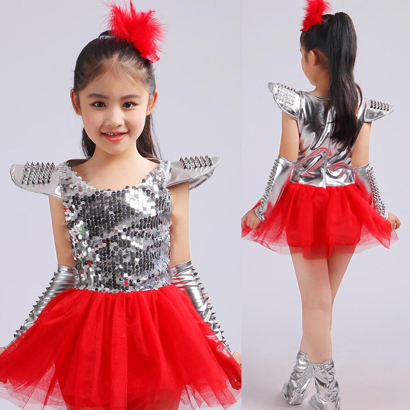 Children Jazz Dance Costumes Fancy Dress Girls Sequined Ballroom Dancing dress Clothes Kids Modern hip hop Stage wear Outfits