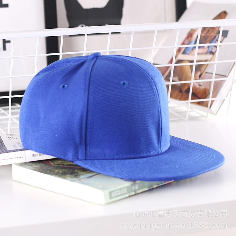 Solidna czapka w stylu Hip-Hop dla mężczyzn czapka typu Snapback damskie czapki baseballowe regulowane płaskie rondo Bill zwykłe daszki chłopcy i dziewczęta taniec uliczny: Niebieski
