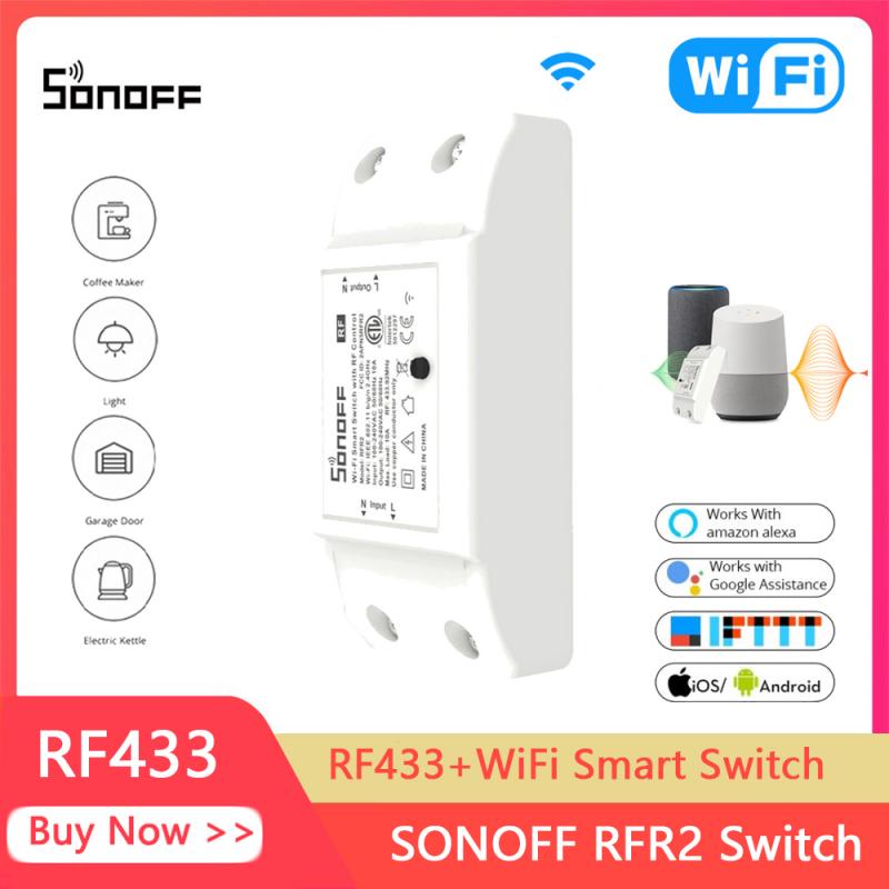 Sonoff RFR2 Wifi Draadloze Smart Switch Met RF433 Ontvanger Afstandsbediening Schakelaar Socket Diy Smart Home Modules Ewelink App Controle