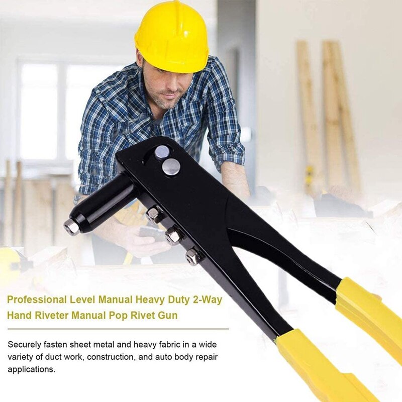 WSFS Carbon Steel Manual Double Handle Rivet Driver. Includes 4x Different Nozzles and 1x Mini Positioner As a