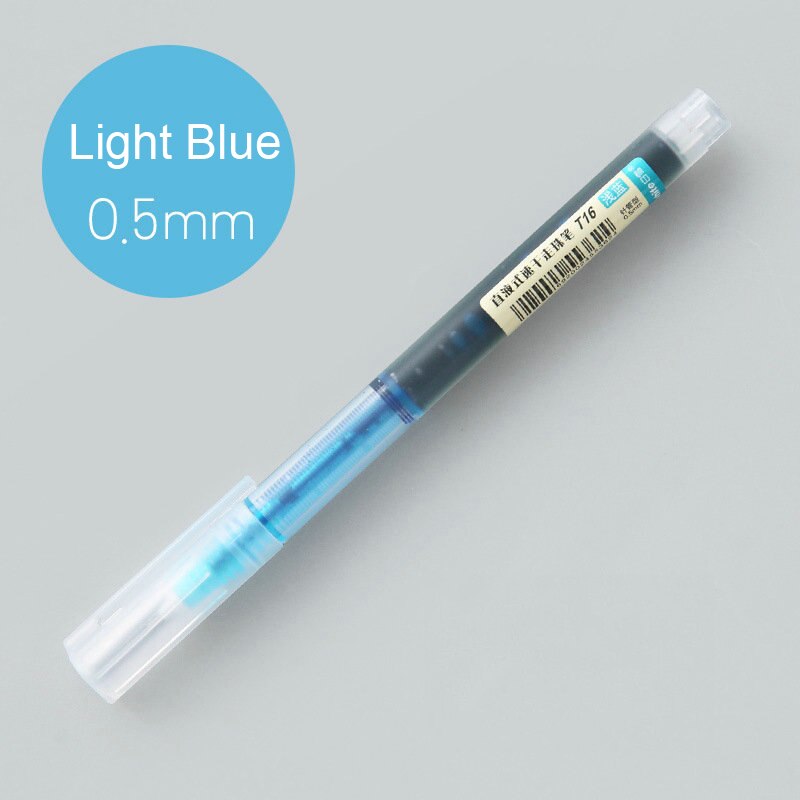 7 pcs/lot Colourful Straight Liquid Gel Pen Artistic Font Neuter Art Marker Pens School Office Stationery Supplies: Light Blue