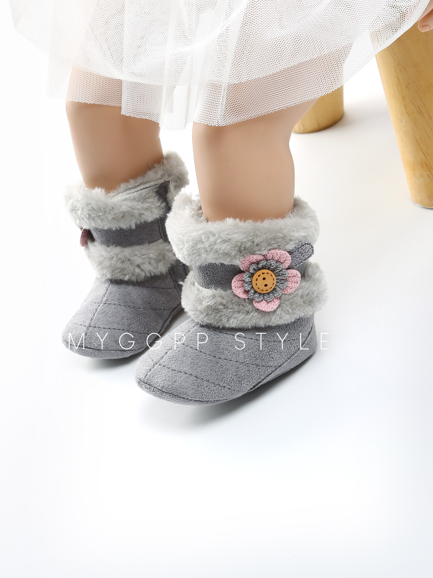 Peuter Winter Warm Baby Anti Slip Meisjes Snowboots Schoenen Mode Booties Slippers: Grijs / 13-18 months