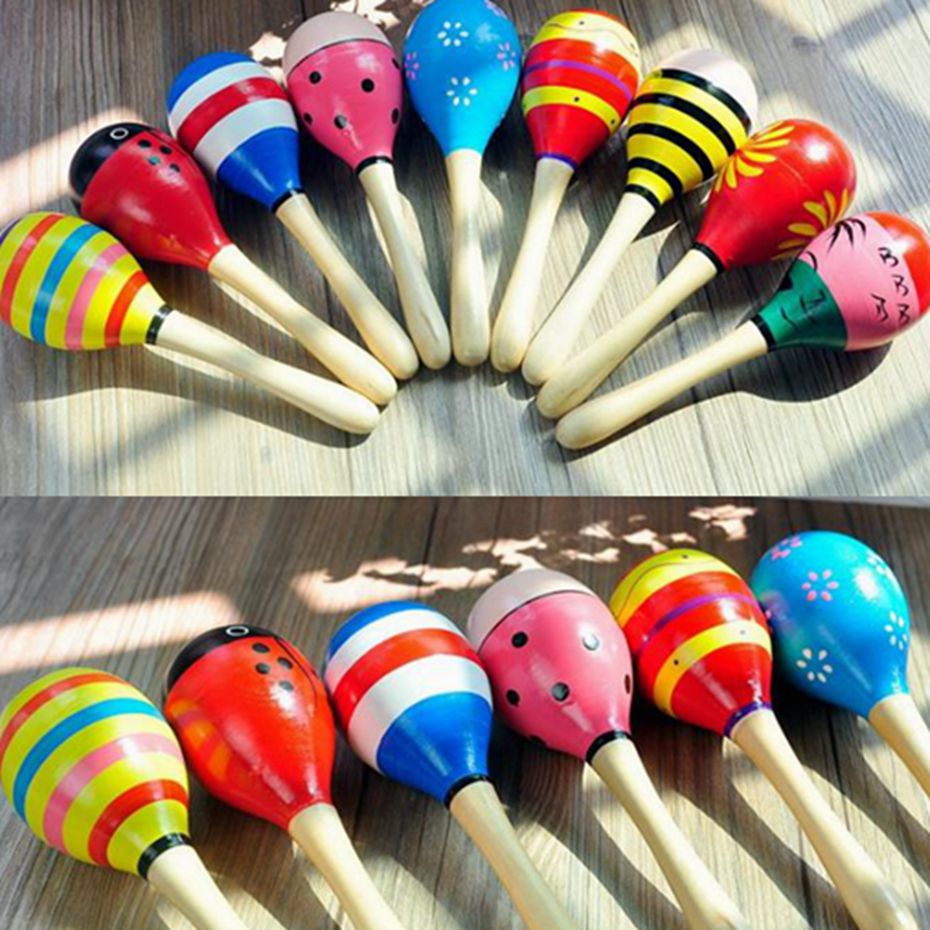1 stück Bunte Holz Sand Hammer Percussion Musical Instruments Holz Ball Kinder Spielzeug Rassel Puzzle Pädagogisches Spielzeug