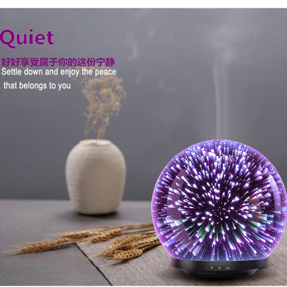 3D Glass Oil Diffuser 200ml Premium Ultrasonic Aromatherapy Oils Humidifier With Amazing LED Lights
