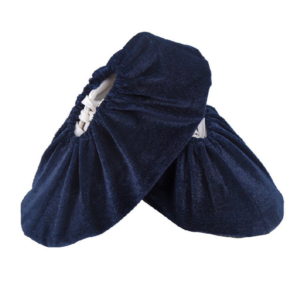 1 Pair Of Boot Slip-on Shoe Covers Shoe Covers Elasticity Reusable Dust-proof Flannel Portable Overshoes Shoe Cover: navy blue  adult