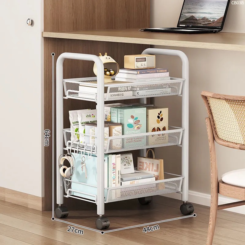 Hjemmevogn oppbevaringsstativ stue jernorganisator hylle flerlags baderomsoppbevaring multifunksjonell tralle med hjul