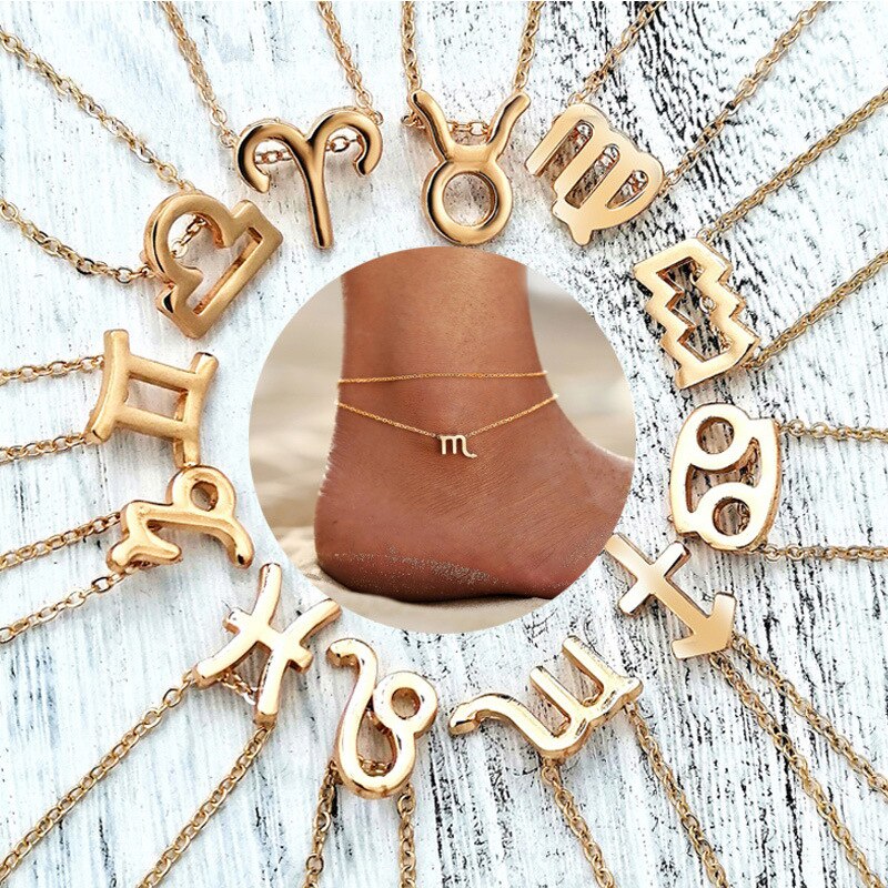 12 Constellation Pendant Gold Necklace Jewelry Choker Necklace Zodiac Sign Charm Necklace Birthday Wish Card for Women Girl