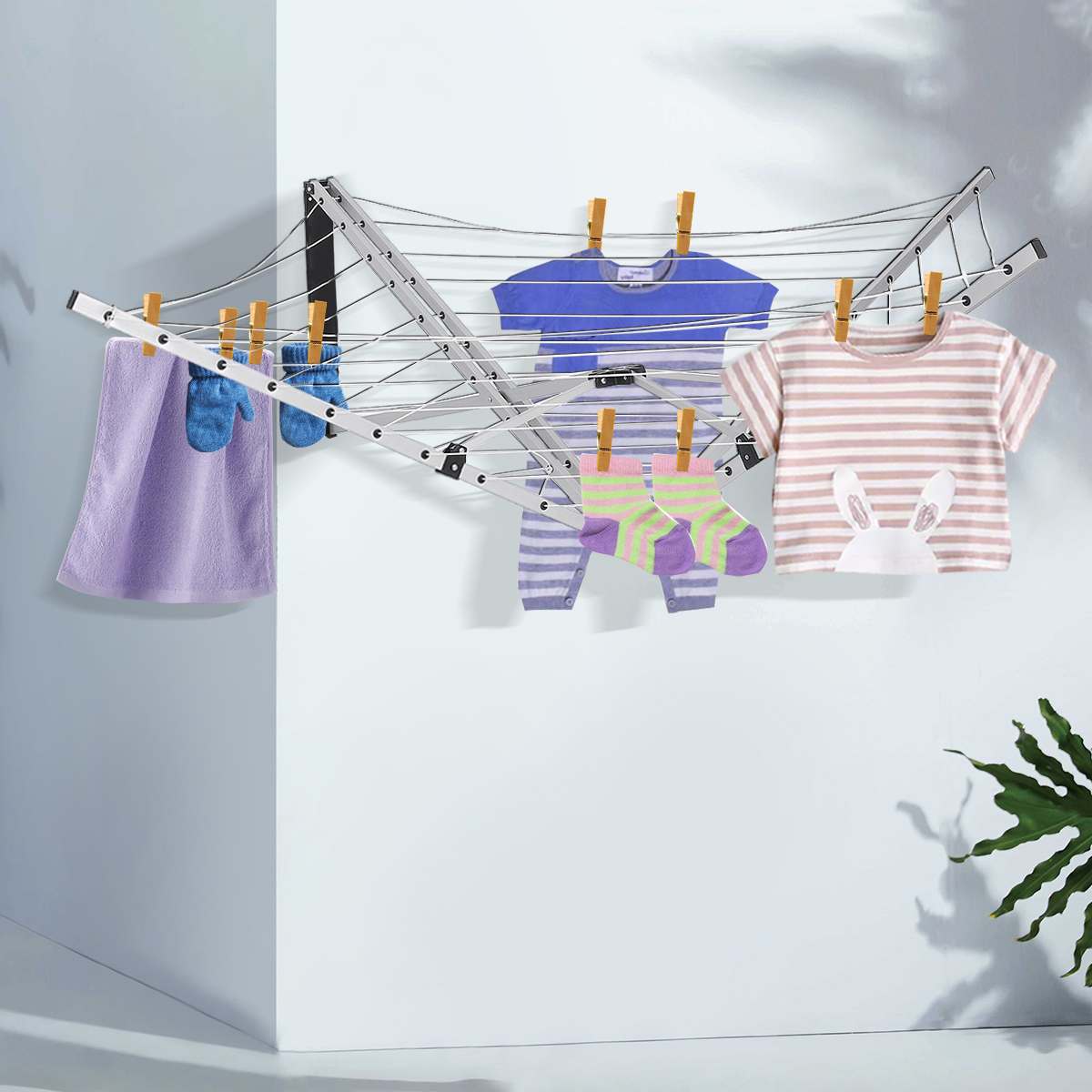 Porte-linge mural rétractable, support pour sèche-linge, serviettes, sèche-linge, linge, balcon, 15KG