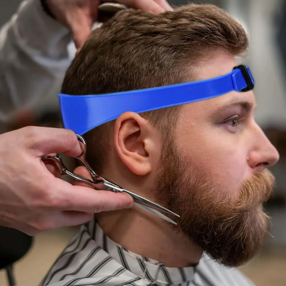 Modelo de barbear de decote e guia de corte de cabelo, faixa de corte de cabelo de silicone curvada ajustável para cortes de cabelo domésticos diy, zumbido, atarraxamento de desbotamento