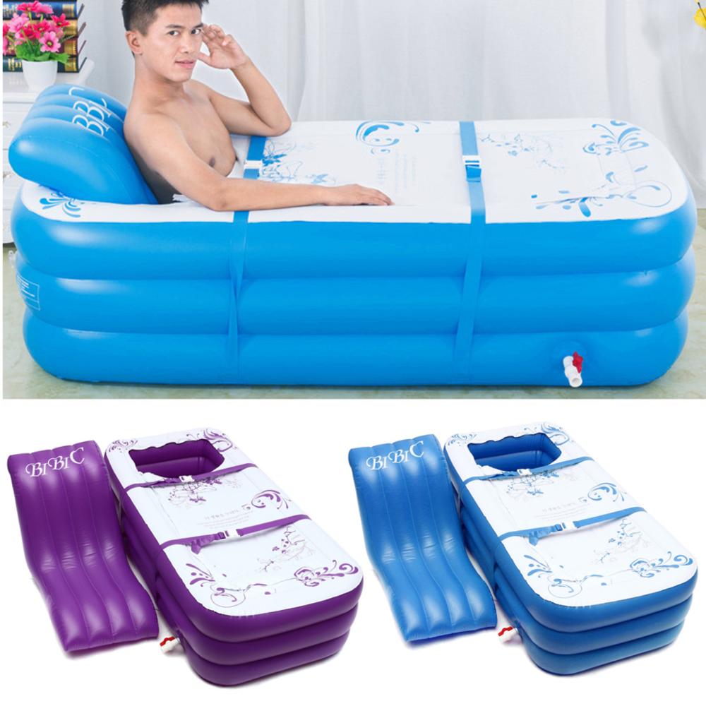 165x85x45cm Blue Large Size Inflatable Bath Bathtub SPA PVC Folding Portable For Adults Household Inflatable Tub