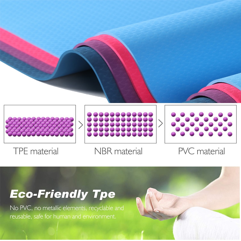 183*61*0,6 cm estera de Yoga TPE alfombra elástica antideslizante esteras de Pilates gimnásticas para el deporte al aire libre ejercicio Fitness gimnasio almohadilla insípida