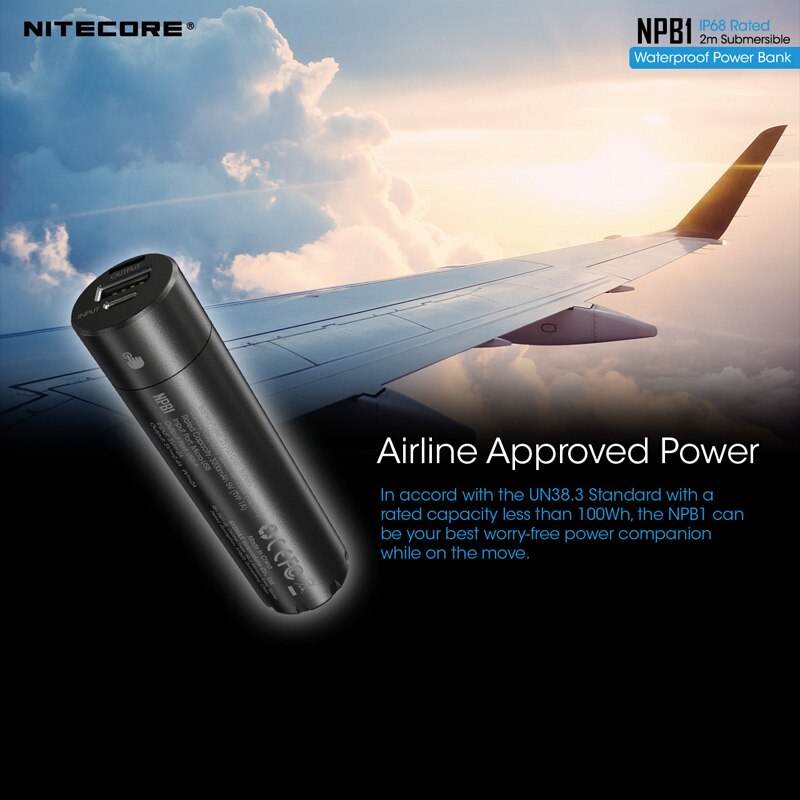 QC3.0 Output NITECORE NPB1 5000mAh IP68 Rated Waterproof Power Bank / Mobile Charger Certified by CE & FCC