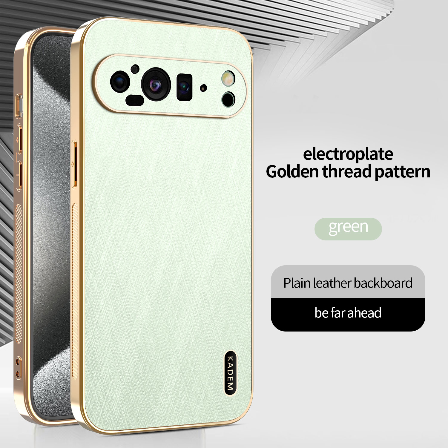 Plating Gold Silk Skin Case For Google Pixel 9 8 7 6 Pro 9 XL 8 7 6 A Leather Shockproof Cover for Pixel 9pro xl 8a 9A 8pro 7A: PE / green