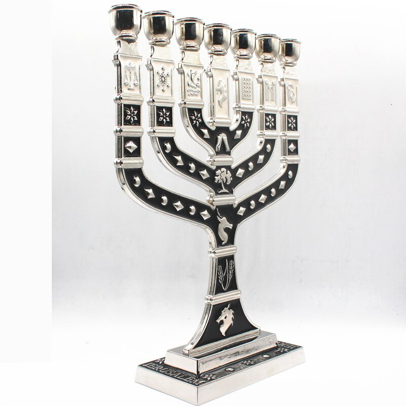 Candelabro Menorah de 7 ramas de Jesús, 12 iglesias, portavelas